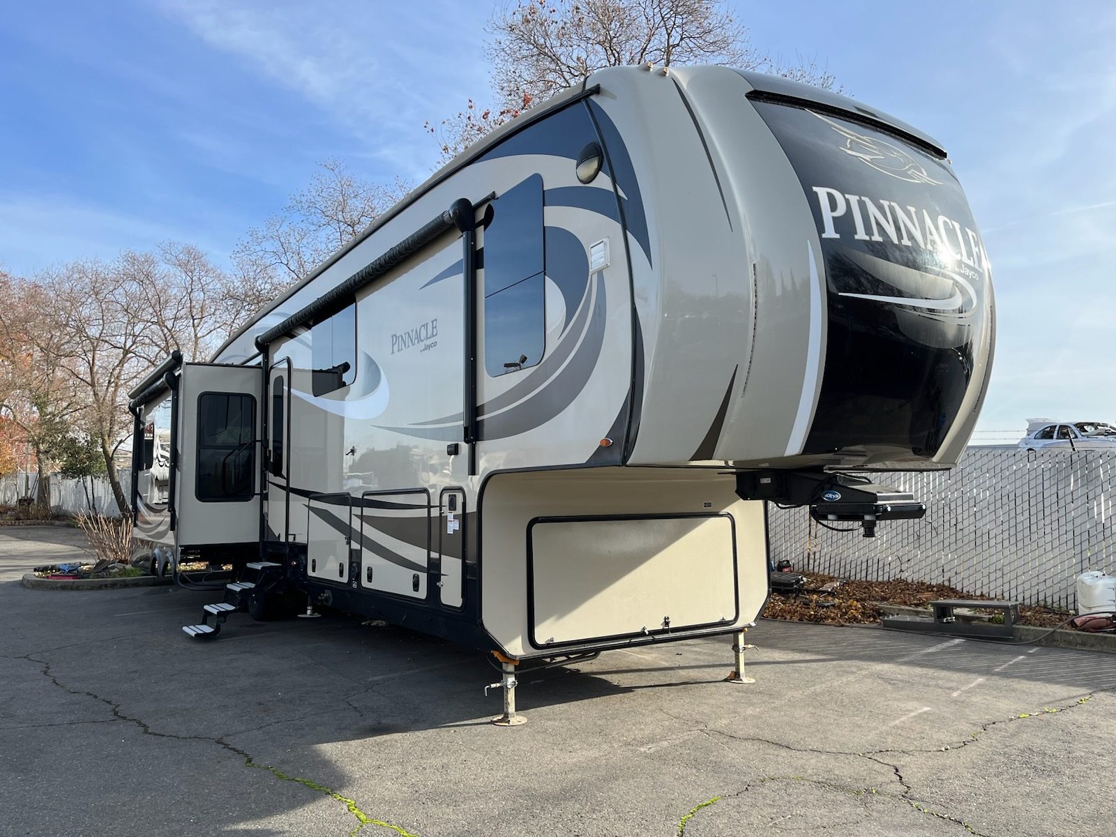 Newer Jayco Pinnacle fifth wheel trailer with slide-outs bought for cash in California